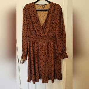 SHEIN Brown & Black Long Sleeve Dress